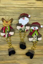 Beysüs Yılbaşı Çam Ağacı Süsü Noel Baba Geyik Kardan Adam 3 lü Gold Ayak BYL0014 - Beysüs