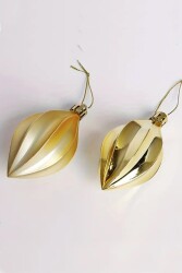 Beysüs Yılbaşı Çam Ağacı Süsü Parlak Gold Damla Cici Top 9 cm 2'li - 5