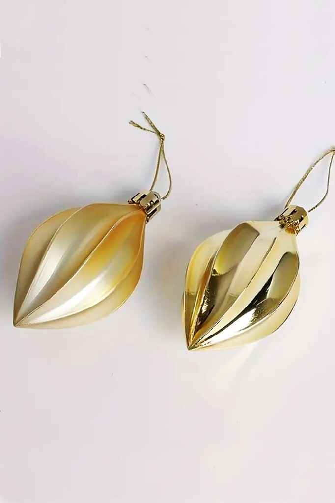 Beysüs Yılbaşı Çam Ağacı Süsü Parlak Gold Damla Cici Top 9 cm 2'li - 5