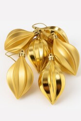 Beysüs Yılbaşı Çam Ağacı Süsü Parlak Gold Damla Cici Top 9 cm 6'lı - Beysus