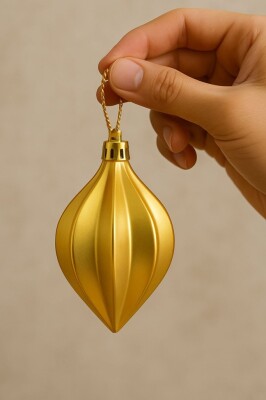 Beysüs Yılbaşı Çam Ağacı Süsü Parlak Gold Damla Cici Top 9 cm 6'lı - 3