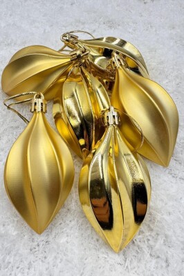 Beysüs Yılbaşı Çam Ağacı Süsü Parlak Gold Damla Cici Top 9 cm 6'lı - 4