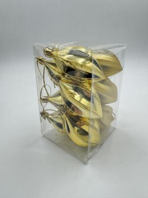 Beysüs Yılbaşı Çam Ağacı Süsü Parlak Gold Damla Cici Top 9 cm 6'lı - 6