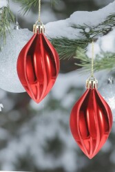 Beysüs Yılbaşı Çam Ağacı Süsü Parlak Kırmızı Damla Cici Top 9 cm 2'li - Beysüs