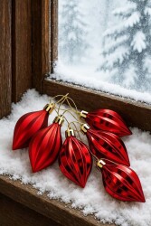 Beysüs Yılbaşı Çam Ağacı Süsü Parlak Kırmızı Damla Cici Top 9 cm 2'li - 3