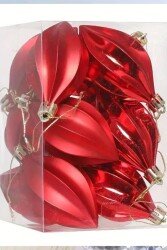 Beysüs Yılbaşı Çam Ağacı Süsü Parlak Kırmızı Damla Cici Top 9 cm 2'li - 4