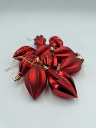 Beysüs Yılbaşı Çam Ağacı Süsü Parlak Kırmızı Damla Cici Top 9 cm 2'li - 5