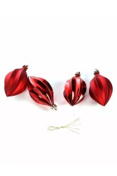 Beysüs Yılbaşı Çam Ağacı Süsü Parlak Kırmızı Damla Cici Top 9 cm 2'li - 6