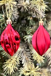 Beysüs Yılbaşı Çam Ağacı Süsü Parlak Kırmızı Damla Cici Top 9 cm 2'li - 7