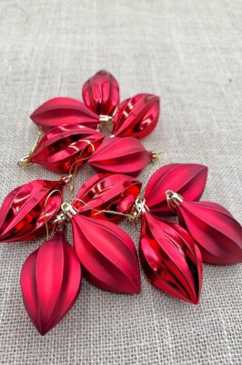 Beysüs Yılbaşı Çam Ağacı Süsü Parlak Kırmızı Damla Cici Top 9 cm 2'li - 8