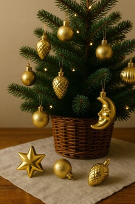 Beysüs Yılbaşı Çam Ağacı Süsü Parlak Özel Karışık Gold Holiday Cici Top 4-8 cm 12'li - 2