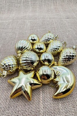 Beysüs Yılbaşı Çam Ağacı Süsü Parlak Özel Karışık Gold Holiday Cici Top 4-8 cm 12'li - 3