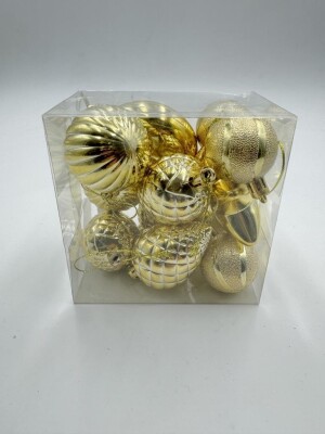 Beysüs Yılbaşı Çam Ağacı Süsü Parlak Özel Karışık Gold Holiday Cici Top 4-8 cm 12'li - 4