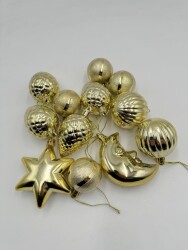 Beysüs Yılbaşı Çam Ağacı Süsü Parlak Özel Karışık Gold Holiday Cici Top 4-8 cm 12'li - 5