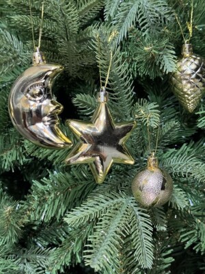 Beysüs Yılbaşı Çam Ağacı Süsü Parlak Özel Karışık Gold Holiday Cici Top 4-8 cm 12'li - 6
