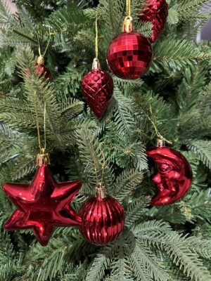 Beysüs Yılbaşı Çam Ağacı Süsü Parlak Özel Karışık Holiday Cici Top 4-8 cm 12'li Kırmızı - 4