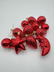 Beysüs Yılbaşı Çam Ağacı Süsü Parlak Özel Karışık Holiday Cici Top 4-8 cm 12'li Kırmızı - 5