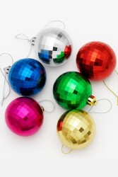 Beysüs Yılbaşı Çam Ağacı Süsü Parlak Rengarenk Cici Top 6 cm 6'lı - 2