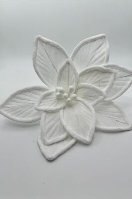 Beysüs Yılbaşı Çam Ağacı Süsü Ponsetya Çiçek Büyük Beyaz - 4