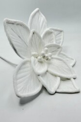 Beysüs Yılbaşı Çam Ağacı Süsü Ponsetya Çiçek Büyük Beyaz - 5