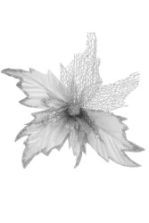 Beysüs Yılbaşı Çam Ağacı Süsü Ponsetya Çiçek Büyük Gümüş - 3