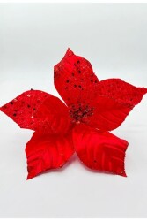 Beysüs Yılbaşı Çam Ağacı Süsü Ponsetya Çiçek Büyük Kırmızı - 5