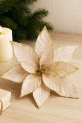 Beysüs Yılbaşı Çam Ağacı Süsü Ponsetya Çiçek Büyük Rosegold - Beysüs