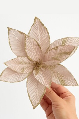 Beysüs Yılbaşı Çam Ağacı Süsü Ponsetya Çiçek Büyük Rosegold - 2