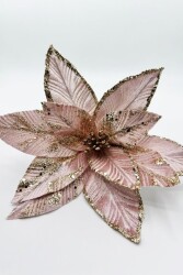 Beysüs Yılbaşı Çam Ağacı Süsü Ponsetya Çiçek Büyük Rosegold - 4