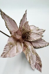 Beysüs Yılbaşı Çam Ağacı Süsü Ponsetya Çiçek Büyük Rosegold - 5