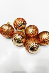 Beysüs Yılbaşı Çam Ağacı Süsü Pullu Rosegold Top 8 cm 6’lı - 4