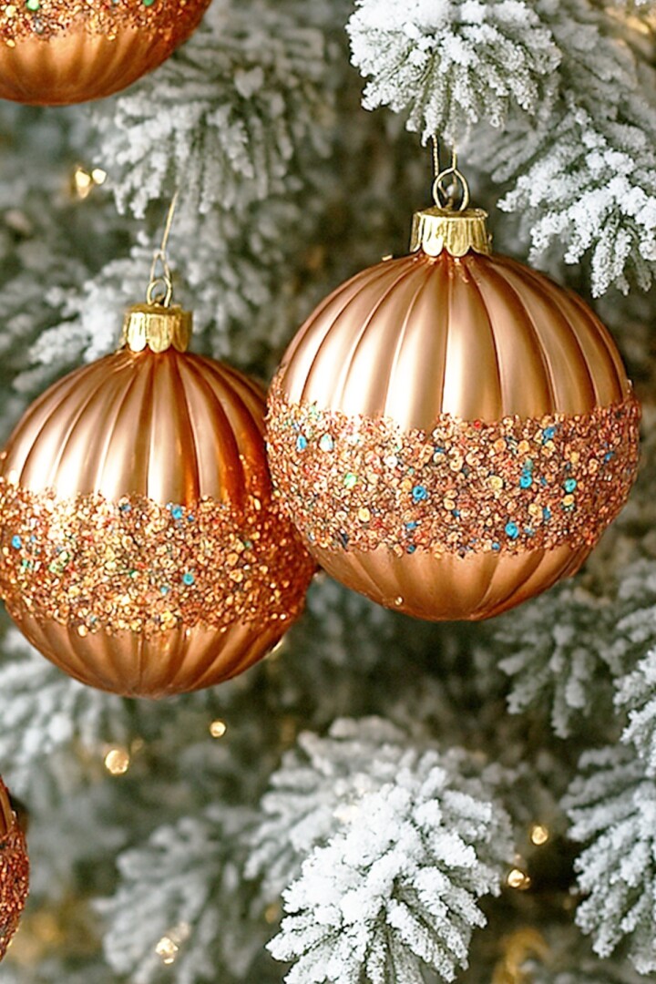 Beysüs Yılbaşı Çam Ağacı Süsü Pullu Rosegold Top 8 cm 6’lı - 2