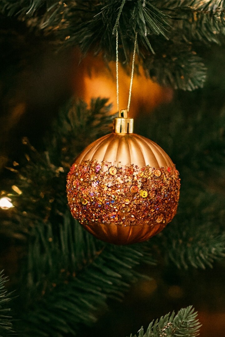 Beysüs Yılbaşı Çam Ağacı Süsü Pullu Rosegold Top 8 cm 6’lı - 3