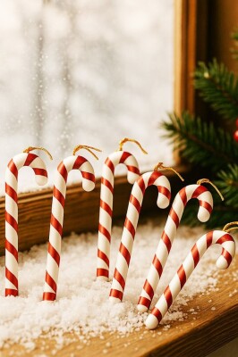 Beysüs Yılbaşı Çam Ağacı Süsü Şeker Çubuğu 6 lı 17 cm - 2