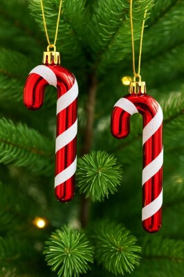 Beysüs Yılbaşı Çam Ağacı Süsü Şeker Çubuğu Lüks 2 li - 1