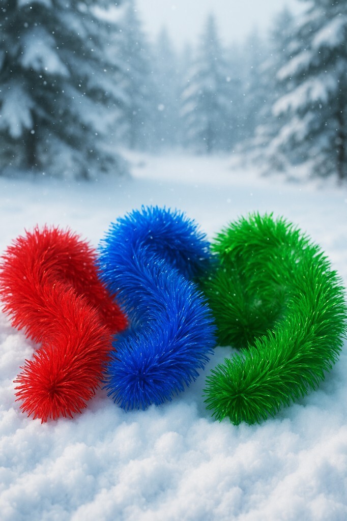 Beysüs Yılbaşı Çam Ağacı Süsü Sim 2 m Kırmızı Mavi Yeşil 3 lü Set - 1