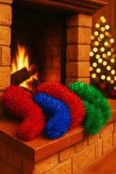 Beysüs Yılbaşı Çam Ağacı Süsü Sim 2 m Kırmızı Mavi Yeşil 3 lü Set - 2