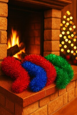 Beysüs Yılbaşı Çam Ağacı Süsü Sim 2 m Kırmızı Mavi Yeşil 3 lü Set - 2