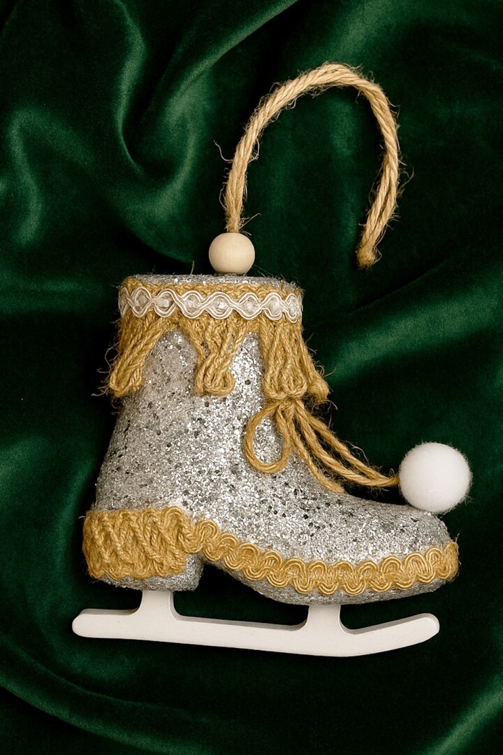 Beysüs Yılbaşı Çam Ağacı Süsü Simli Buz Pateni Gümüş - 1