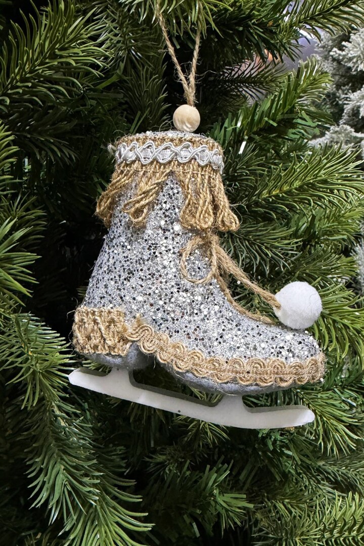 Beysüs Yılbaşı Çam Ağacı Süsü Simli Buz Pateni Gümüş - 2