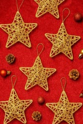 Beysüs Yılbaşı Çam Ağacı Süsü Tel Yıldız Gold 6 Lı 8 cm - 2