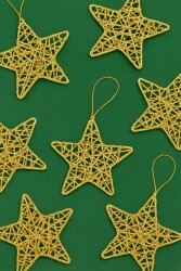 Beysüs Yılbaşı Çam Ağacı Süsü Tel Yıldız Gold 6 Lı 8 cm - 4