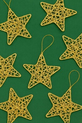 Beysüs Yılbaşı Çam Ağacı Süsü Tel Yıldız Gold 6 Lı 8 cm - 4