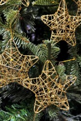 Beysüs Yılbaşı Çam Ağacı Süsü Tel Yıldız Gold 6 Lı 8 cm - 5