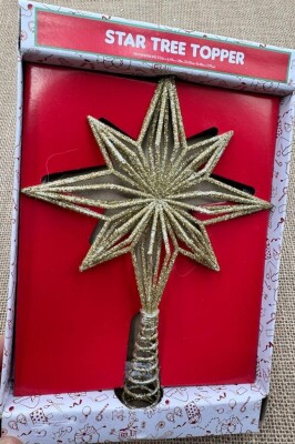 Beysüs Yılbaşı Çam Ağacı Süsü Tepe Yıldızı Kuzey Yıldızı Metal Gold 25 cm - 4