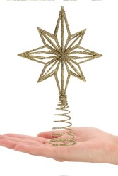 Beysüs Yılbaşı Çam Ağacı Süsü Tepe Yıldızı Kuzey Yıldızı Metal Gold 25 cm - 6