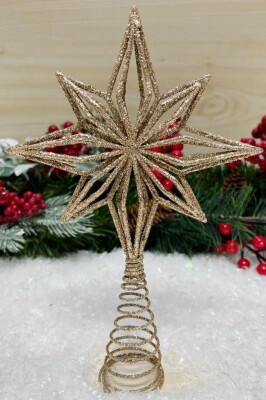 Beysüs Yılbaşı Çam Ağacı Süsü Tepe Yıldızı Kuzey Yıldızı Metal Gold 25 cm - 7