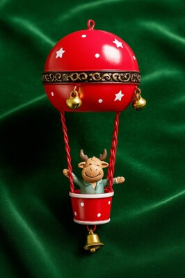 Beysüs Yılbaşı Çam Ağacı Süsü Uçan Balon Metal Zilli Kırmızı - 1