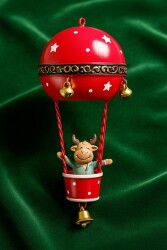 Beysüs Yılbaşı Çam Ağacı Süsü Uçan Balon Metal Zilli Kırmızı - Beysüs