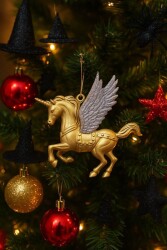 Beysüs Yılbaşı Çam Ağacı Süsü Unicorn Asma Süs Gold 10 cm - Beysüs